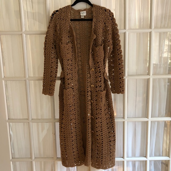 Tracy Reese Crochet Camel Sweater Coat - Picture 2 of 8